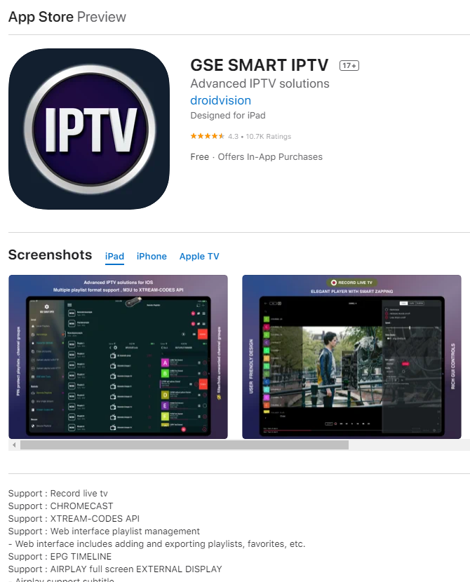 Εγκαταστήστε το GSE Smart IPTV σε συσκευή Apple iOS