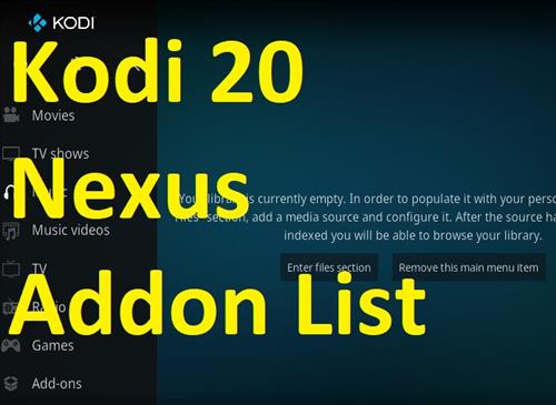Λίστα πρόσθετων Nexus Kodi 20