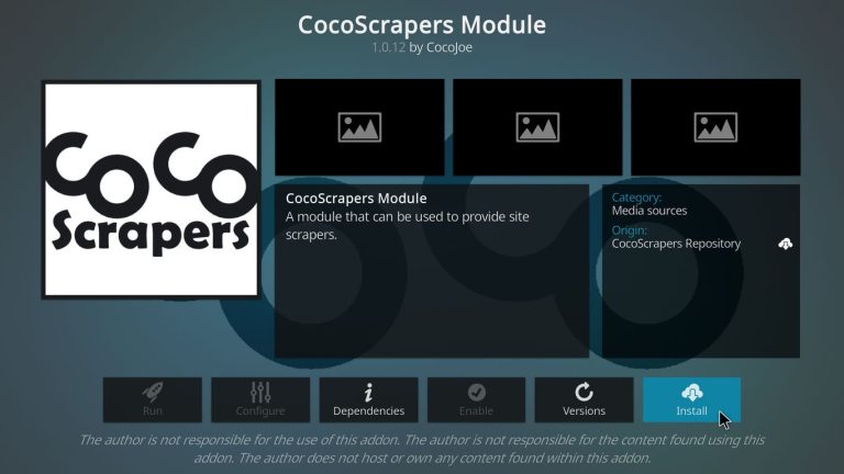 Εγκαταστήστε το πρόσθετο Cocoscrapers Kodi