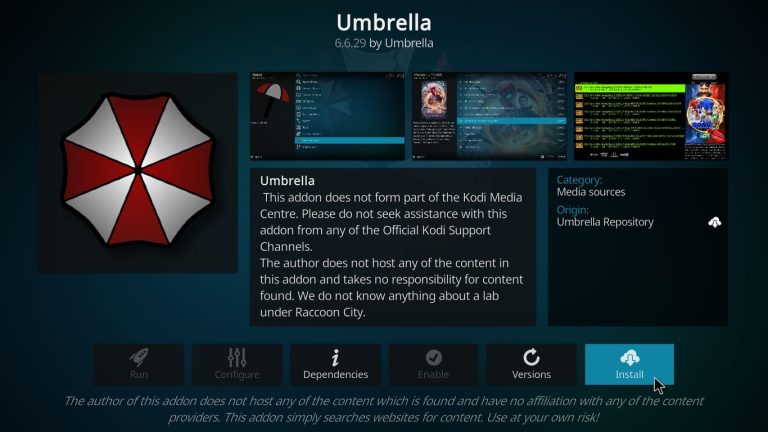 install Umbrella on Kodi