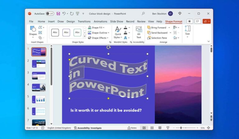 Πώς να κάνετε καμπύλες κειμένων στο Microsoft PowerPoint