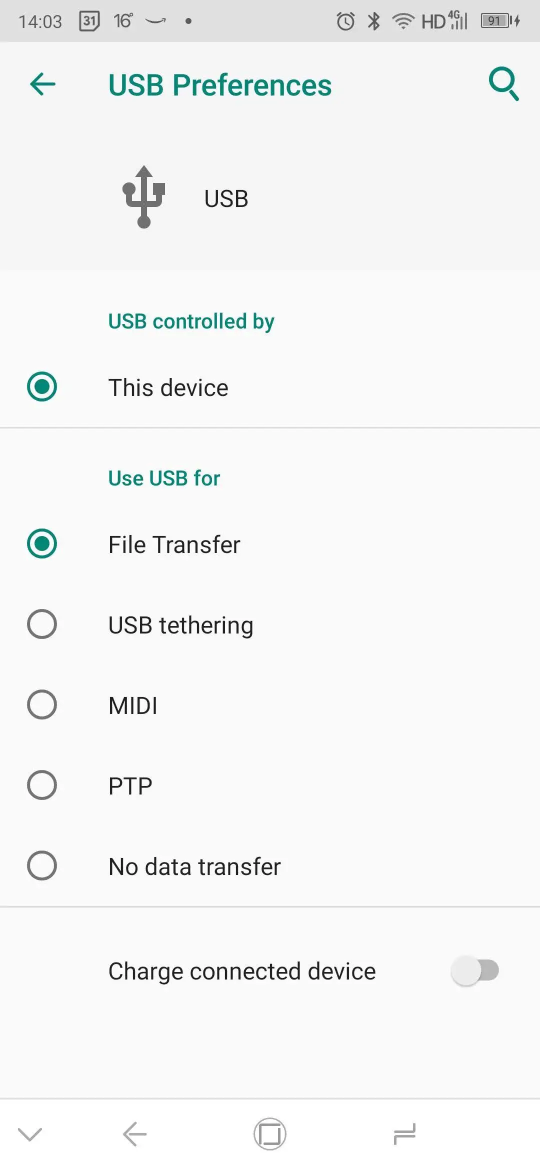 Ρύθμιση συνδεσιμότητας Android USB