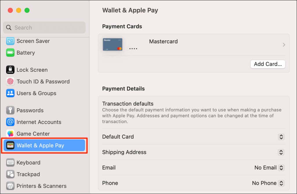 άνοιγμα μιας κάρτας πληρωμής apple σε mac