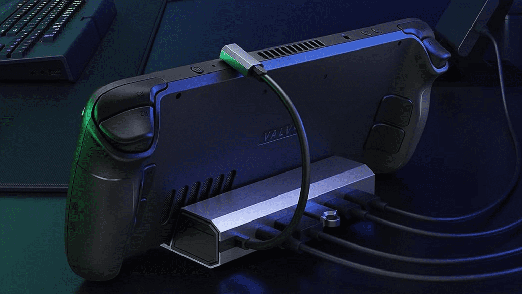συνδέστε τη μονάδα στυλό USB στο Steam Deck χρησιμοποιώντας μια βάση σύνδεσης ή έναν διανομέα USB
