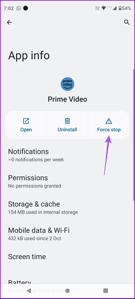 Force stop prime βίντεο android 1
