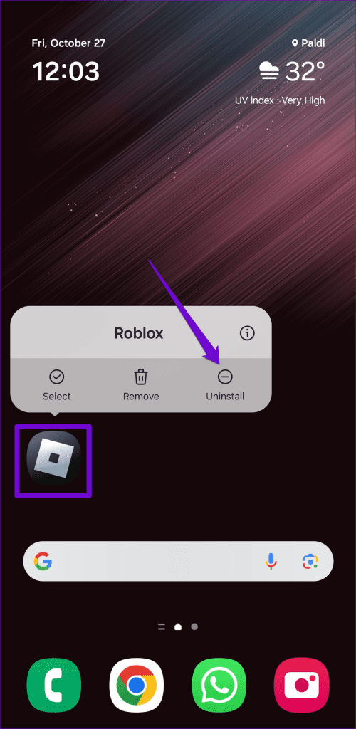 Απεγκαταστήστε το Roblox από το Android