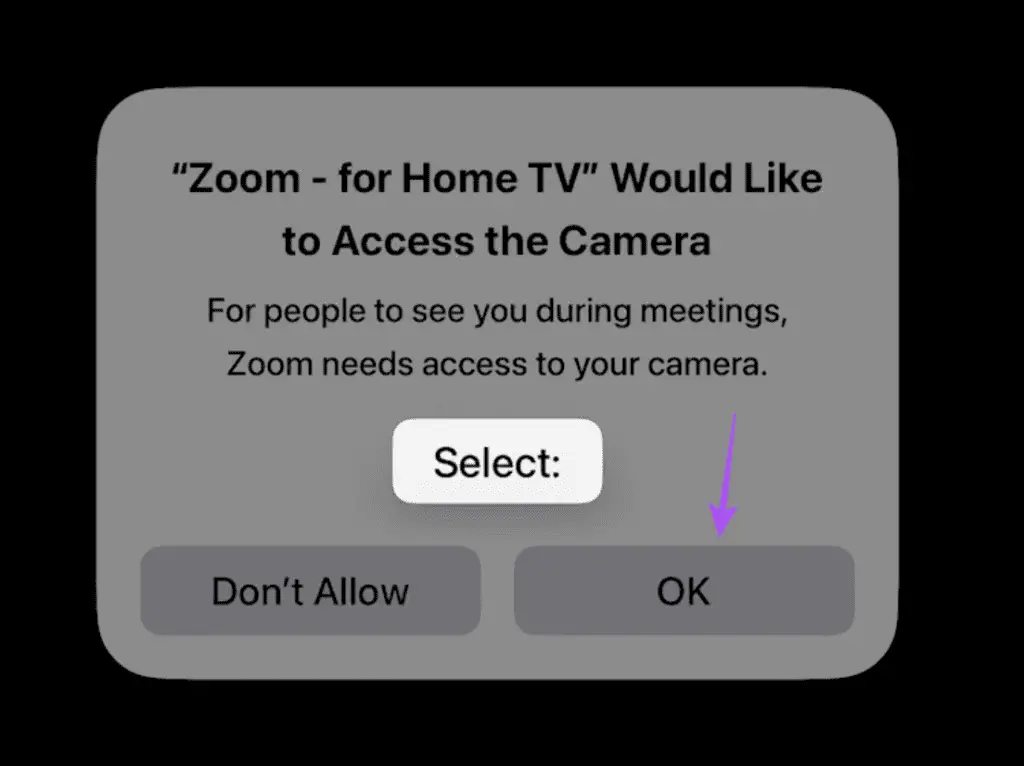 επιτρέψτε την πρόσβαση στην κάμερα zoom apple tv 4k