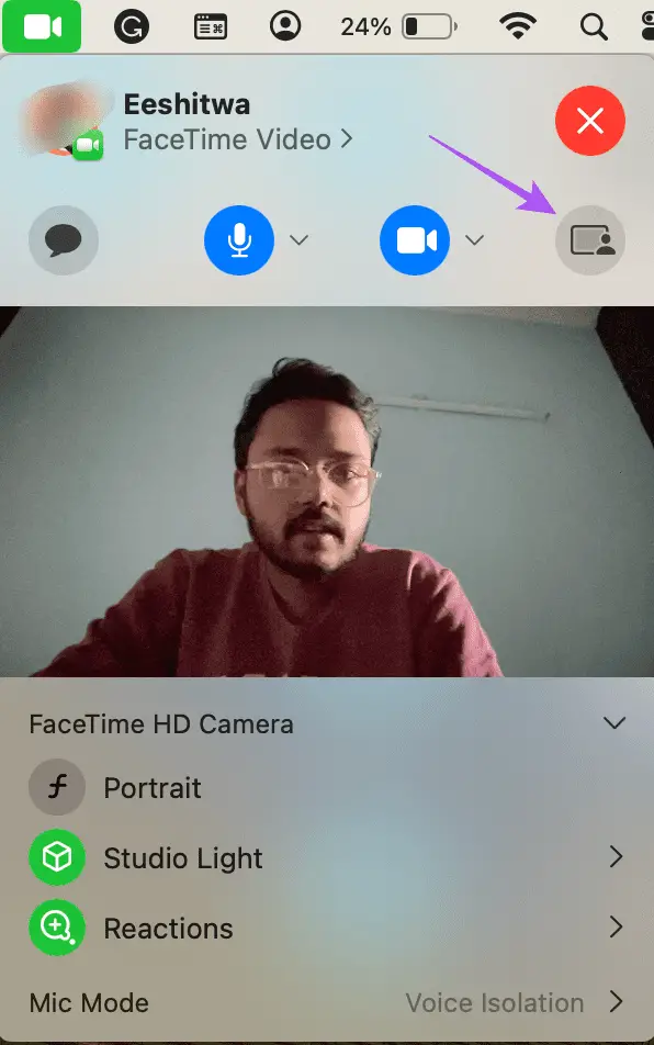 επικάλυψη παρουσιαστή facetime mac