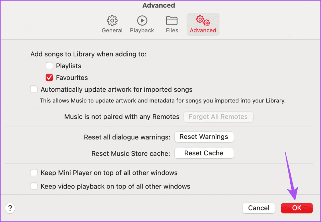 αποθήκευση αλλαγών apple music mac