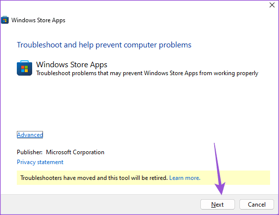 έναρξη των παραθύρων αντιμετώπισης προβλημάτων εφαρμογών των Windows