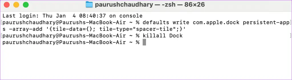 refersh dock για εφαρμογή spacer mac 1