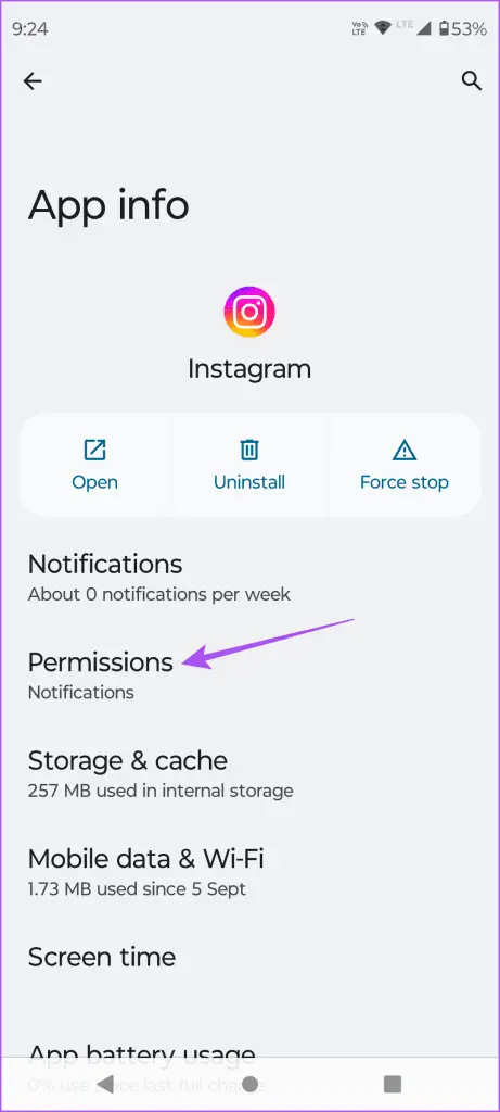 πληροφορίες εφαρμογής αδειών instagram android