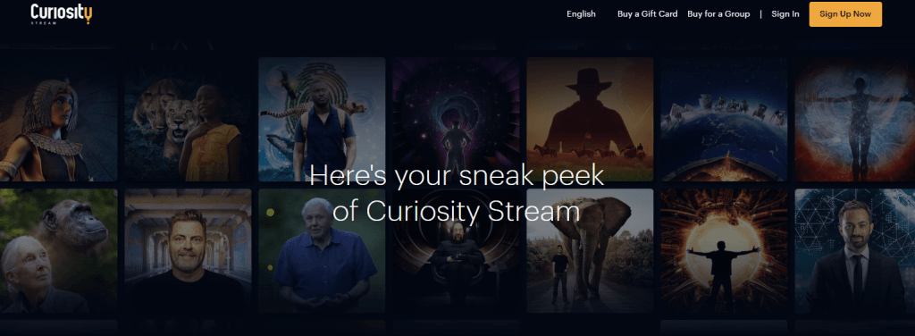 Μεταβείτε στον ιστότοπο του Curiosity Stream