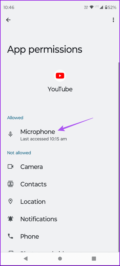 πρόσβαση στο μικρόφωνο youtube android