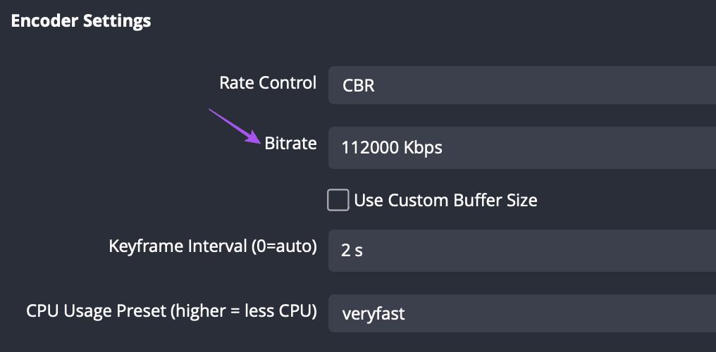 ορίστε τις ρυθμίσεις εξόδου bitrate obs