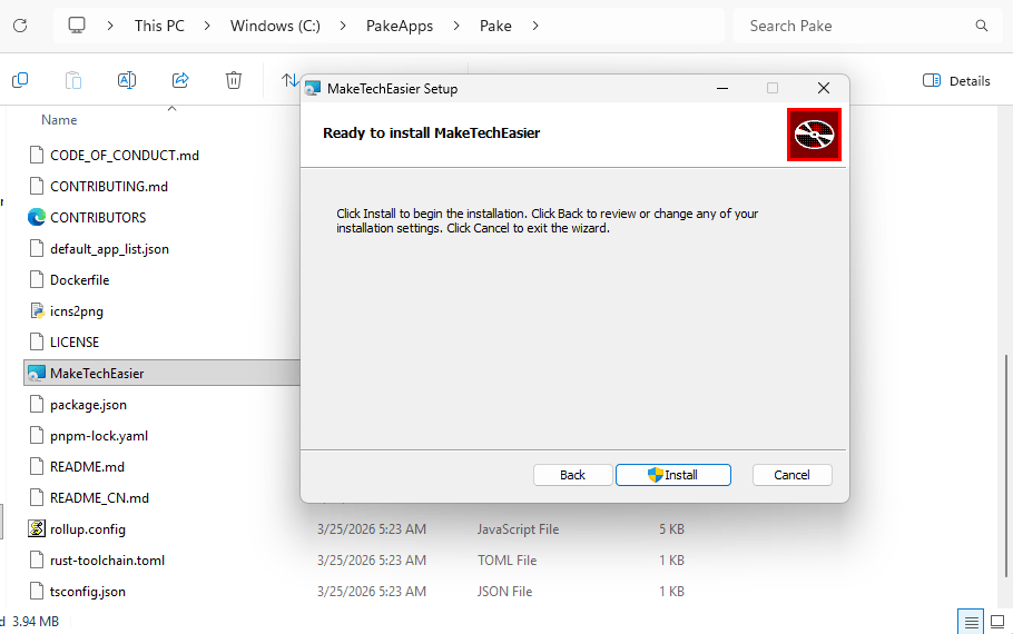 Εκτελέστε την Εξερεύνηση Αρχείων του Εγκαταστάτη Maketecheasier Exe