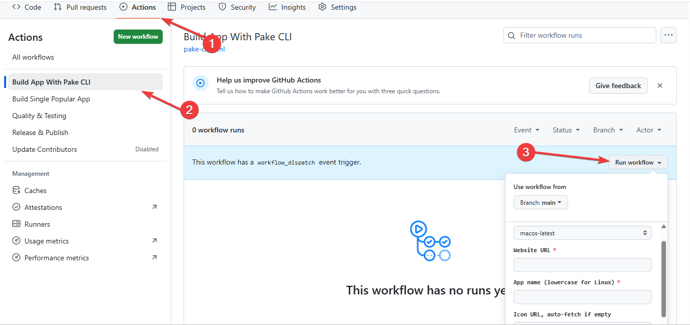 Δημιουργήστε με το Pake Cli στο Github