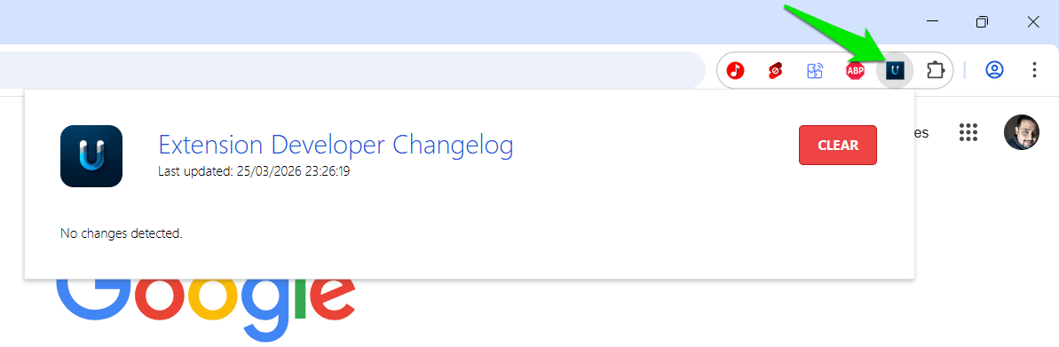 Αρχείο καταγραφής αλλαγών προγραμματιστή επέκτασης στην επέκταση Chrome