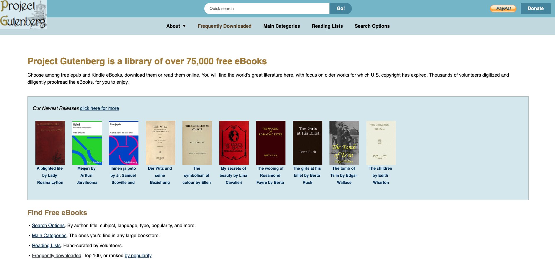 Ο κατάλογος του Project Gutenberg με δωρεάν eBooks και torrents