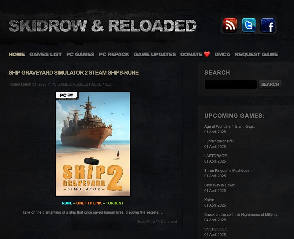 Torrents παραβιασμένων παιχνιδιών PC από Skidrow και Reloaded