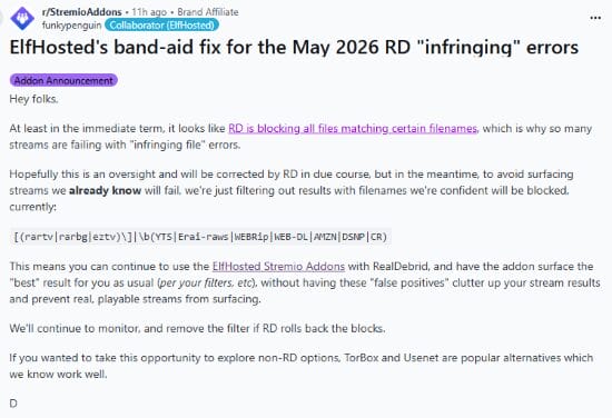Πραγματική Επιδιόρθωση Ντεμπρίντ Elfhosted
