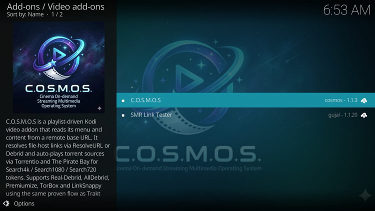 Εντοπίστε το COSMOS και κάντε κλικ σε αυτό