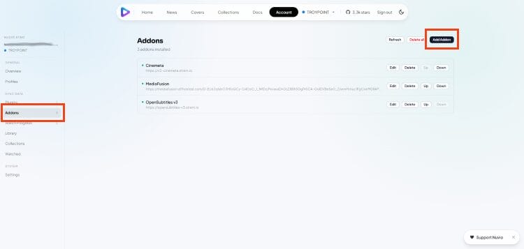 Επισκεφθείτε τον πίνακα ελέγχου του λογαριασμού nuvio και κάντε κλικ στα πρόσθετα