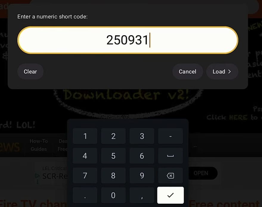 Εισαγωγή κωδικών στο Downloader