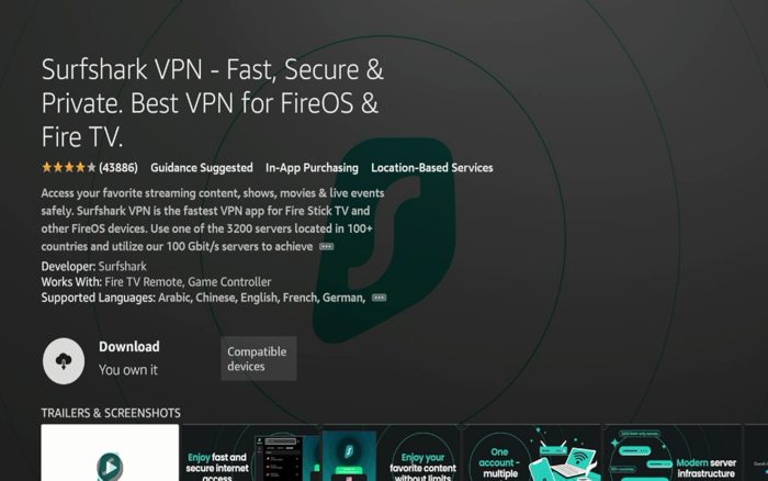 Πάτησε Get ή Download για το Surfshark VPN