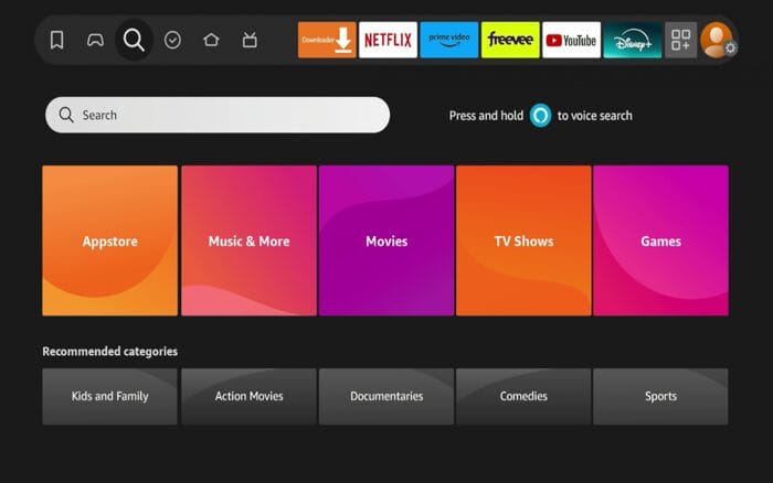 Από την αρχική οθόνη του Firestick, πάτησε τη γραμμή αναζήτησης