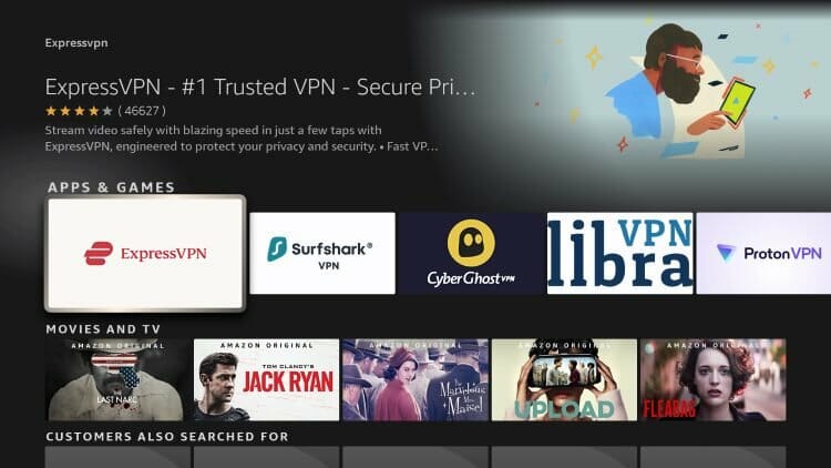 Επιλογή της εφαρμογής ExpressVPN