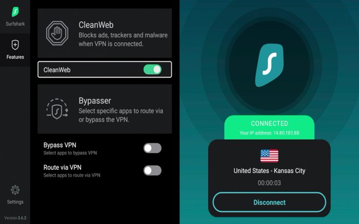 Ρυθμίσεις CleanWeb του Surfshark στο Firestick