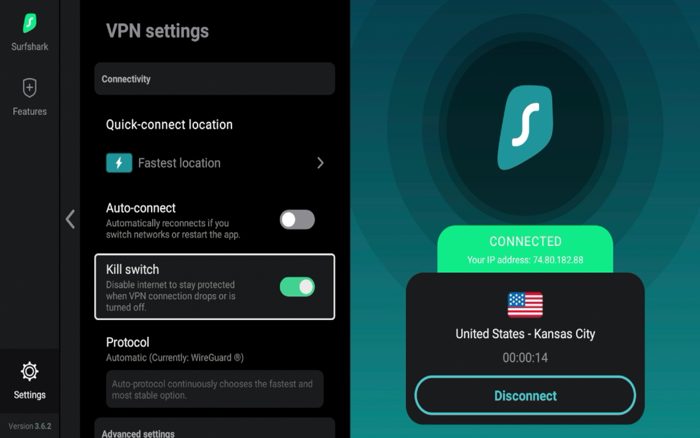 Kill Switch του Surfshark VPN στο Firestick