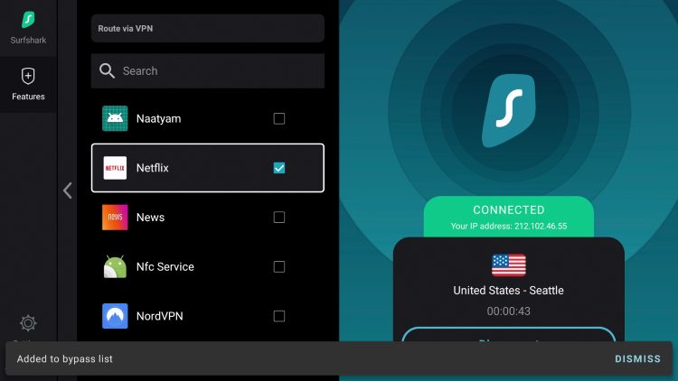 Ρύθμιση Route via VPN στο Surfshark