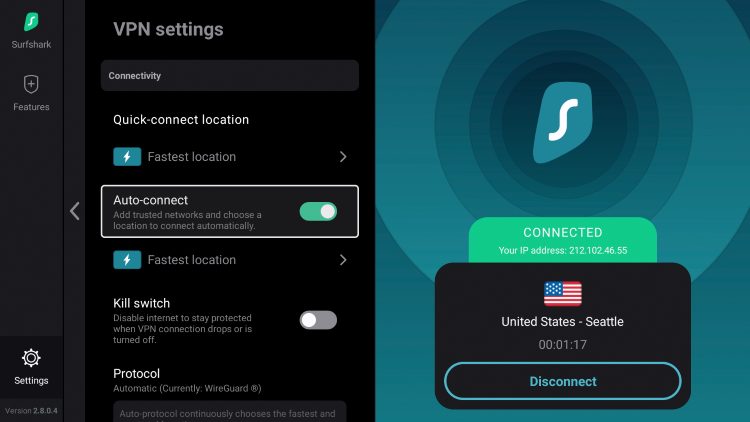 Αυτόματη σύνδεση Auto-connect στο Surfshark VPN