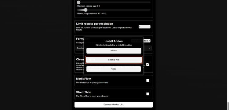 κάντε κλικ στο Stremio Web