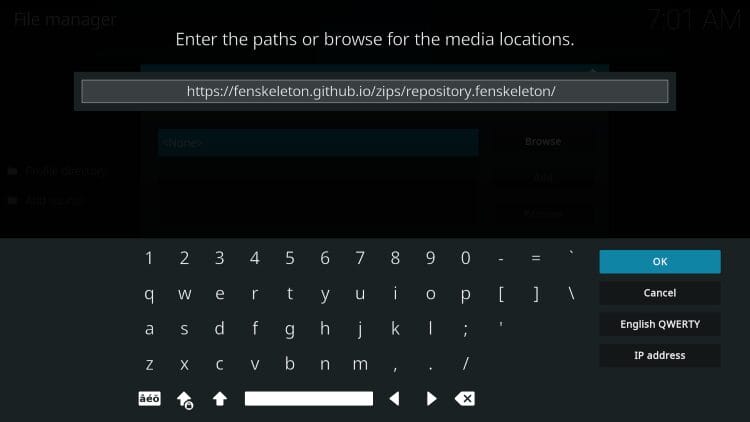 πληκτρολογήστε fenskeleton kodi addon repo url