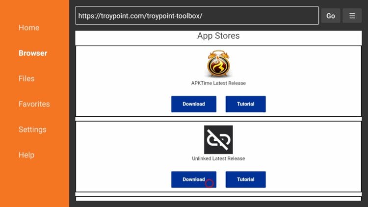 Ανοίξτε το TROYPOINT Toolbox μέσα στο Downloader και εντοπίστε την επιλογή Unlinked (Αποσυνδεδεμένος). Κάντε κλικ στην επιλογή Download (Λήψη).