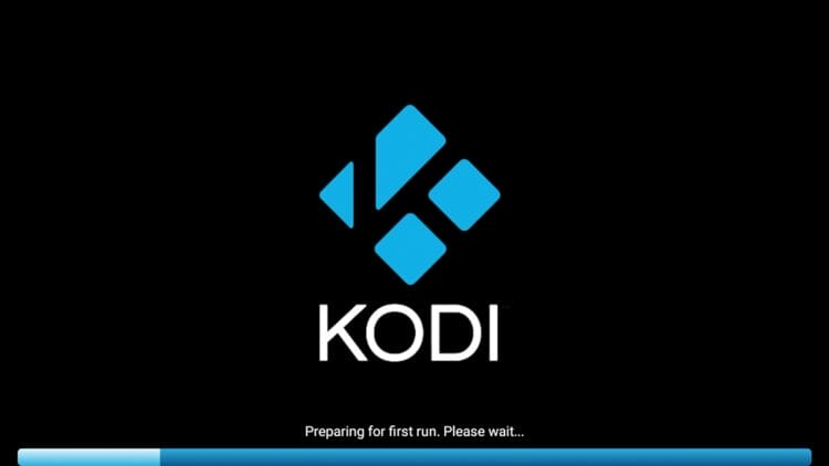 Περιμένετε να φορτώσει το Kodi για την πρώτη του εκτέλεση.