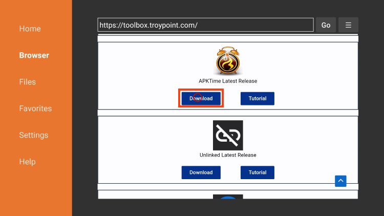 Βρείτε το apktime και κάντε κλικ στο "Λήψη"