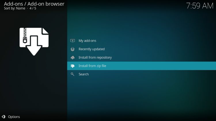 Επιλέξτε εγκατάσταση από αρχείο zip.