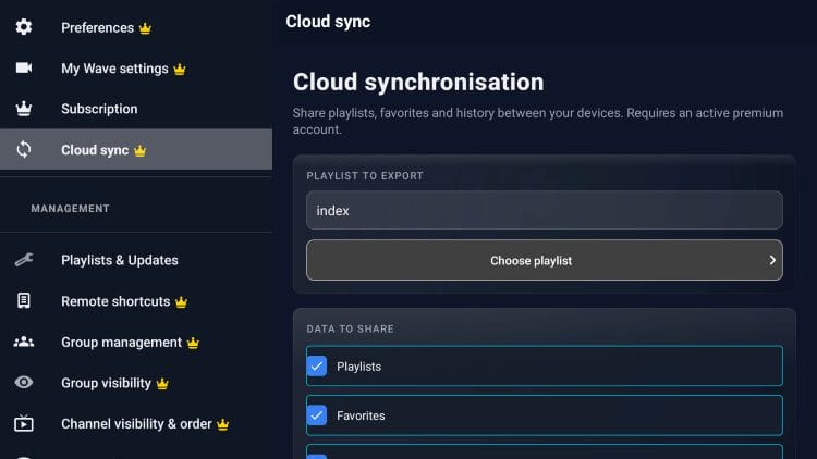Αναπαραγωγή IPTV Wave Cloud Sync