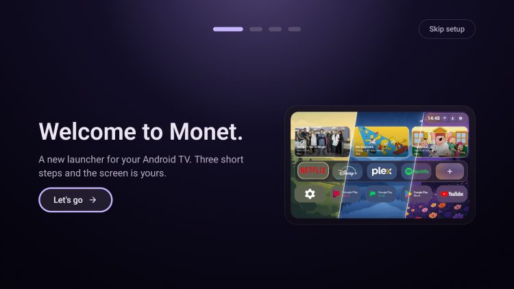 επιλέξτε "Ας πάμε" για τη ρύθμιση του Monet Launcher