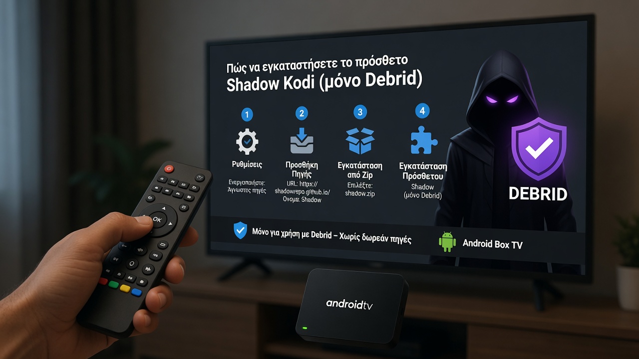 Πώς να εγκαταστήσετε το πρόσθετο Shadow Kodi (μόνο Debrid)