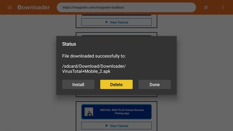 Κάντε κλικ στο Delete για αφαίρεση του αρχείου
