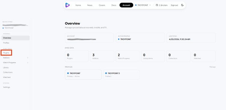 Επιλογή Plugins από το αριστερό μενού