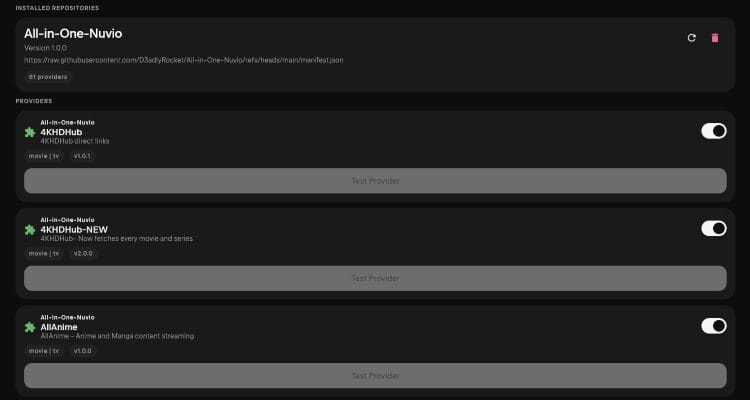 Αποθετήρια Plugins για το Nuvio