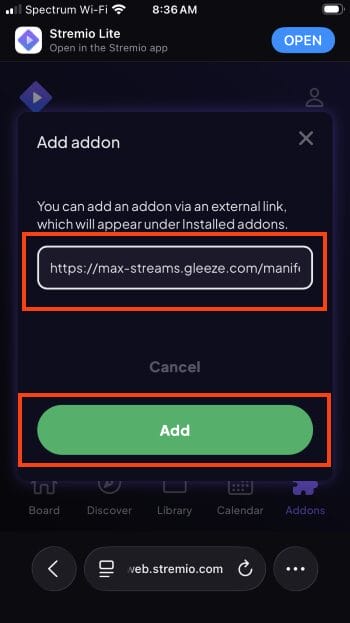 Εισαγωγή URL για το πρόσθετο Ultra Max