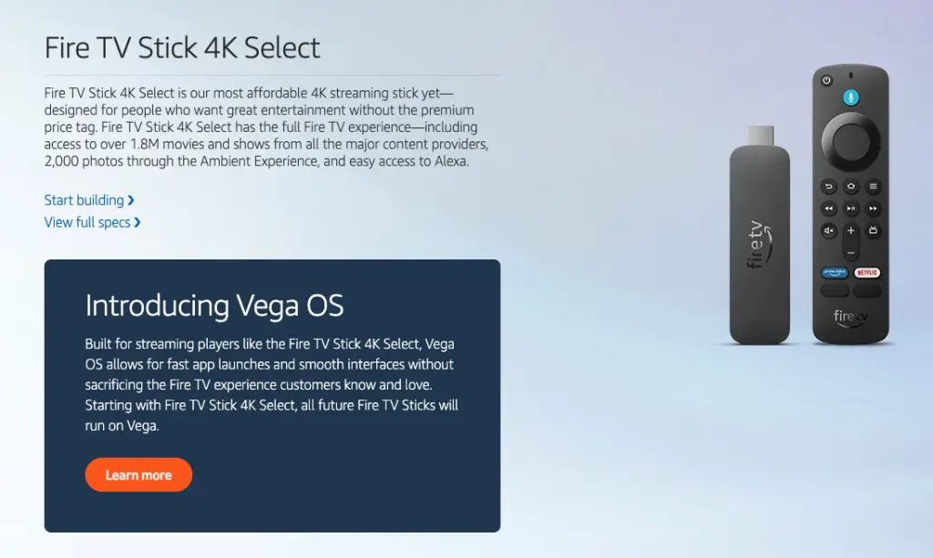 Fire TV Stick 4K Select (Με την υποστήριξη του Vega OS)