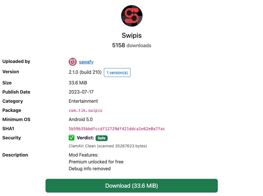 Swipis APK στο Appteka